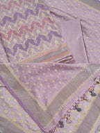 Banarasi woven pattern close-up – purple Chanderi silk unstitched suit set