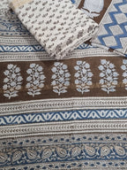 Bagh Hand Block Print Detail – Chanderi Silk – Cream & Brown