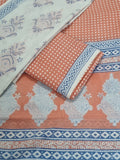 Cotton 3-Piece Suit Flat Lay – Kurta, Dupatta & Bottom – Orange & Blue