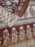 Maheshwari Silk 3-Piece Suit Flat Lay – Kurta, Dupatta & Bottom – Maroon