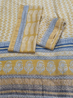 Bagh Hand Block Print Detail – Maheshwari Silk – Sunshine Yellow – Natural Dyes