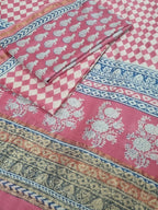 Bagh Hand Block Print Detail – Maheshwari Silk – Pink – Natural Dyes