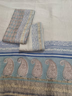 Maheshwari Silk Bagh Block Print 3-Piece Suit Set – Powder Blue – Kameez Fabric Detail – Tantuvanacrafts