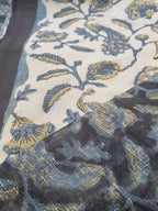 Indian Handloom 3-Piece Unstitched Suit – Block Print Cotton with Kota Doria Dupatta Detail