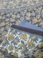 Kota Doria dupatta with blue and green block print – part of unstitched suit set