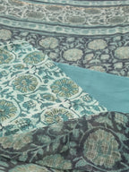 Kota Doria dupatta with green block print cotton suit – detail view