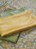 Maheshwari Silk Co-ord Suit Set – Yellow and Green Handwoven Fabric Detail