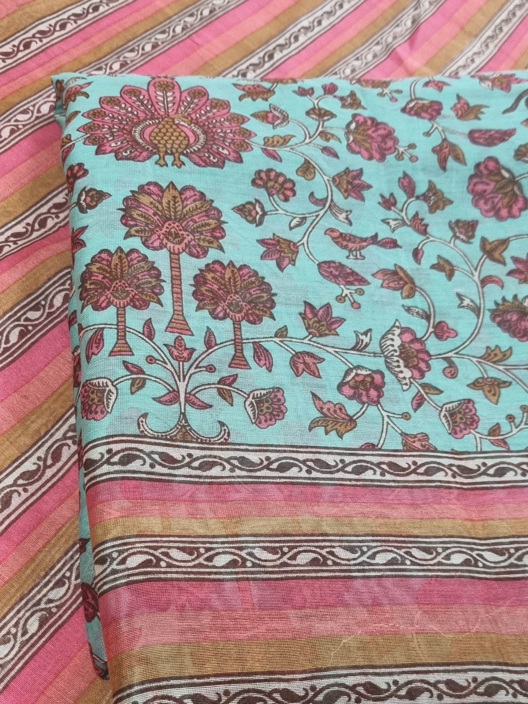 Turquoise green Chanderi silk salwar suit set with dupatta – ethnic wear