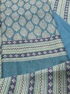 Printed booti Chanderi silk unstitched salwar suit set – blue and green