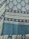 Blue green Chanderi silk suit set with dupatta – unstitched ethnic wear