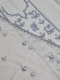 Off White Chanderi Silk Kurta Fabric with Machine Embroidered Front Panel – Tantuvanacrafts