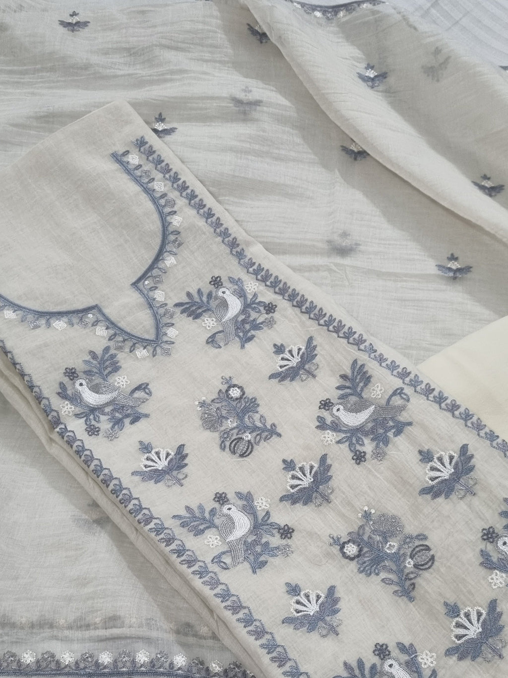 Handloom Chanderi Silk Unstitched Suit Material with Embroidery Detail – Indian Ethnic Wear