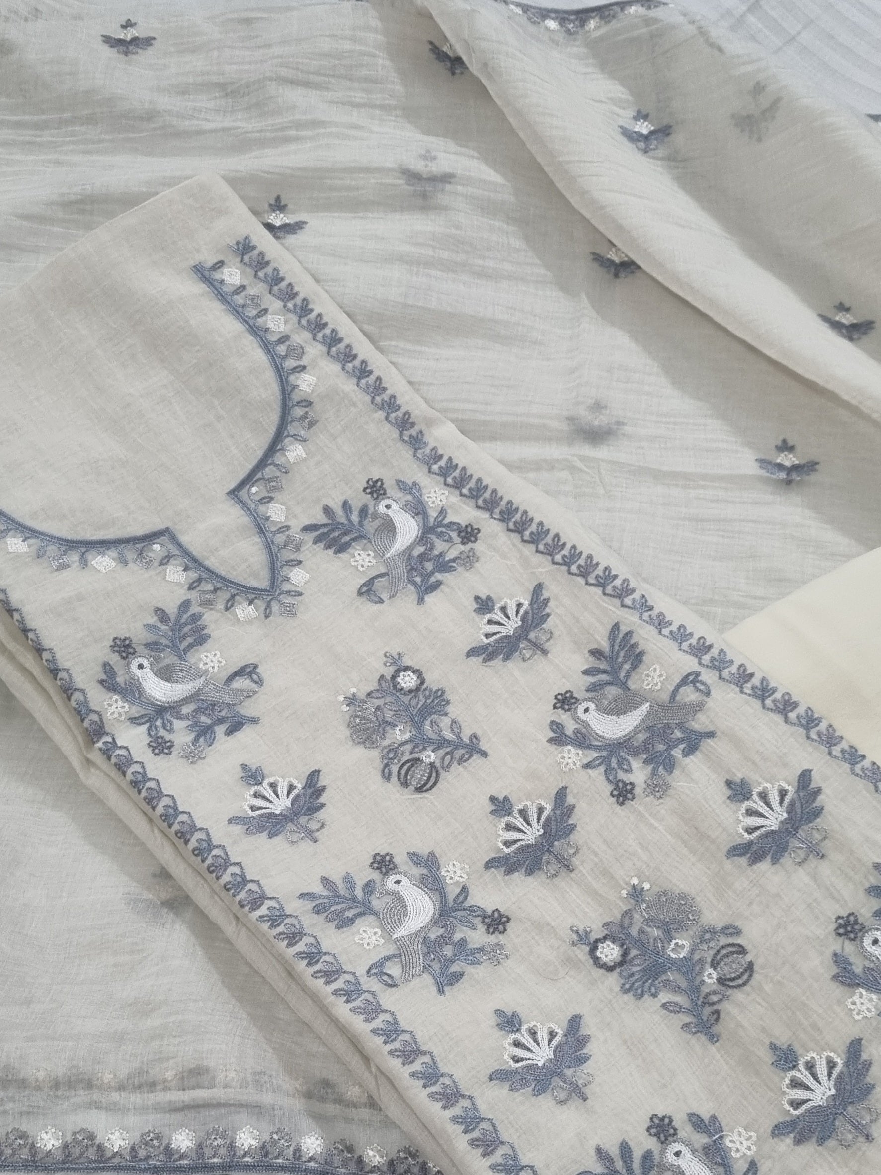 Handloom Chanderi Silk Unstitched Suit Material with Embroidery Detail – Indian Ethnic Wear