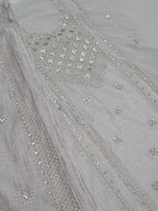 Chanderi Silk 3-Piece Unstitched Suit Set | Pita Work Embroidery | Indian Handloom