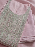 Powder Pink Kota Doria Unstitched Suit Set - Dori Embroidery Detail | Festive Ethnic Wear