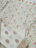 Banarasi woven Chanderi silk kurta fabric with dupatta – fabric detail
