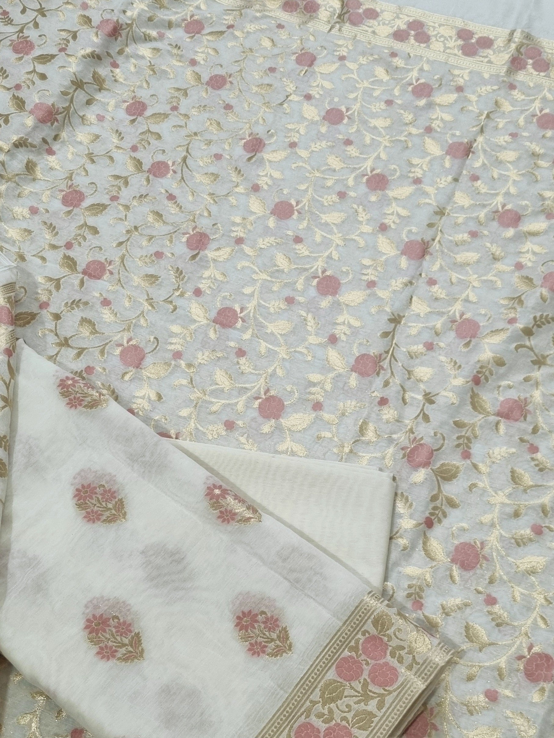 Banarasi woven Chanderi silk kurta fabric with dupatta – fabric detail