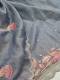 Styled flat lay – purple silk tissue unstitched suit, Indian handloom craftsmanship