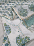 Block Printed Kota Doria Dupatta – Indian Handloom – Close View