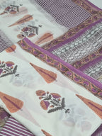 Mughal block print unstitched suit set with Chanderi silk dupatta – side view
