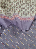Indian handloom ikat suit material in purple and cream – fabric close-up