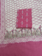 Pink  ikat unstitched suit set with Kota dupatta – front view