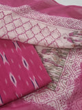 Indian handloom ikat suit material in pink  – fabric close-up