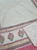 Floral block print cotton bottom with chanderi silk dupatta – side view