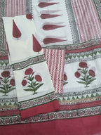 Placement block print kurta fabric – front pose detail