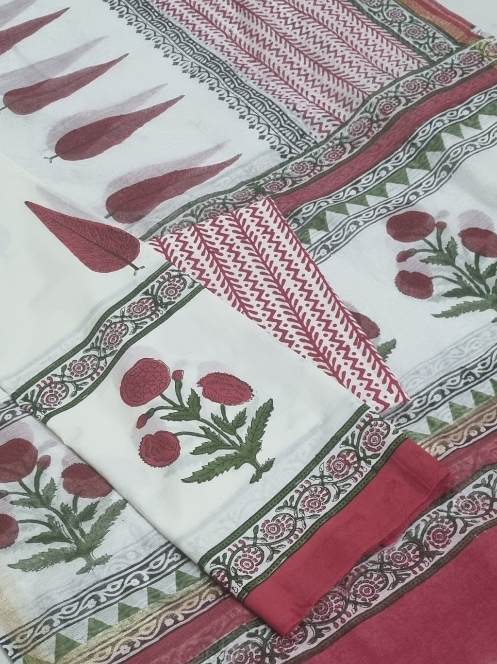 Block print cotton salwar suit – side or three-quarter view