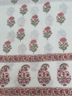 Placement block print Indian handloom unstitched suit with Chanderi silk dupatta – back view