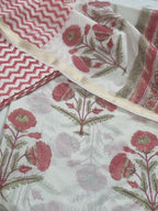 3-Piece Unstitched Suit Set with Chanderi Silk Dupatta – Mughal Block Print