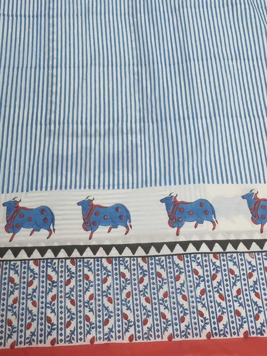 Unstitched cotton suit with Pichwai motif print – back view