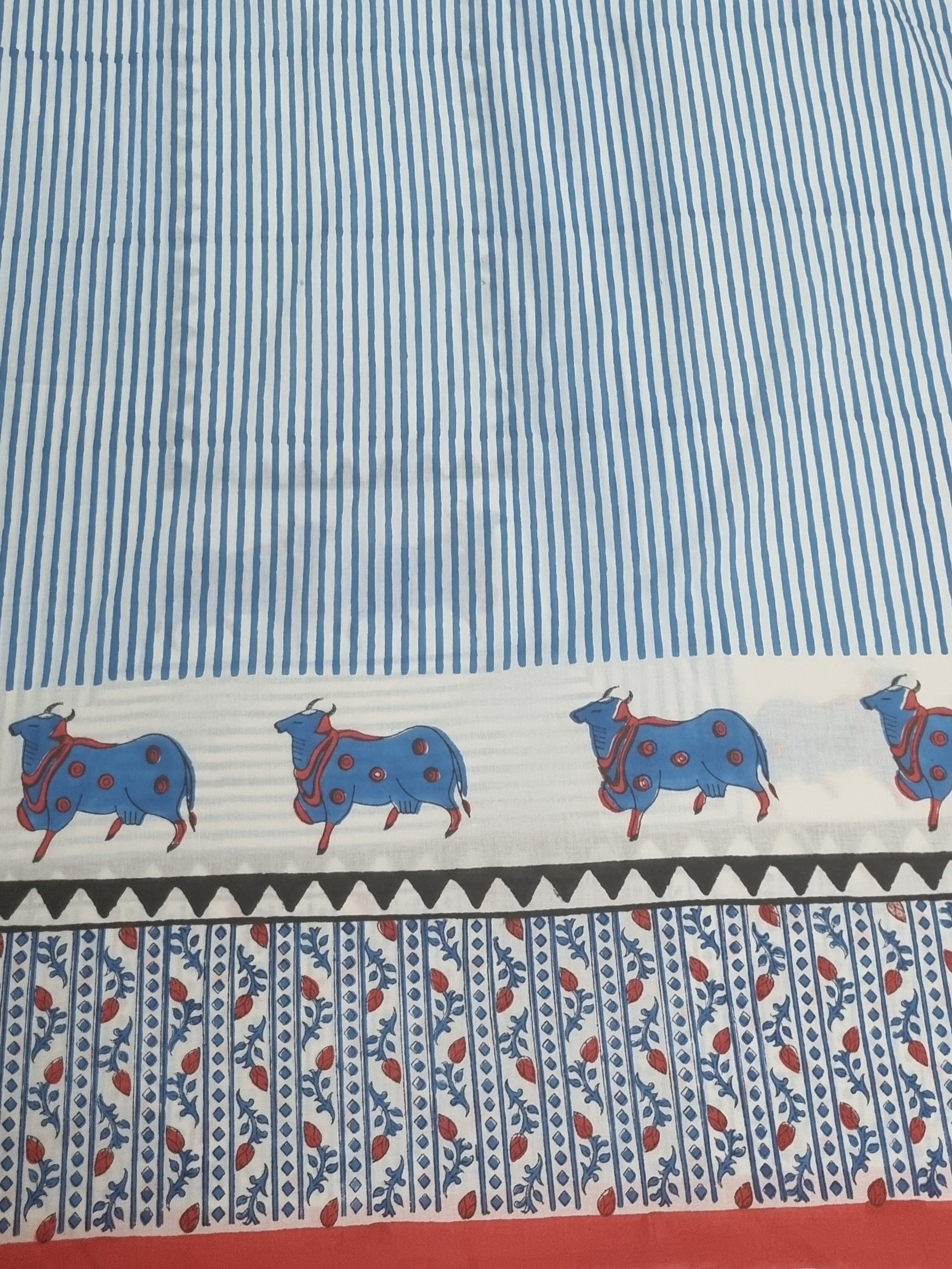 Unstitched cotton suit with Pichwai motif print – back view