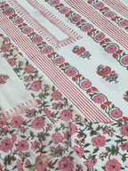 Placement Floral Block Print Cotton 3-Piece Unstitched Suit | Chanderi Silk Dupatta
