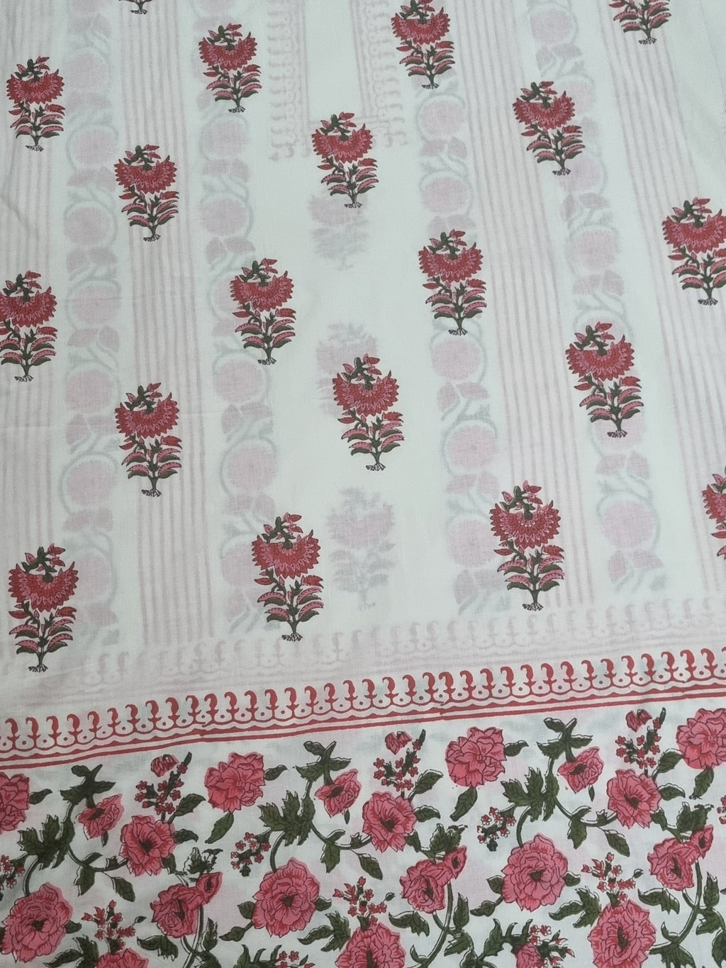 floral block print – flat lay back view 