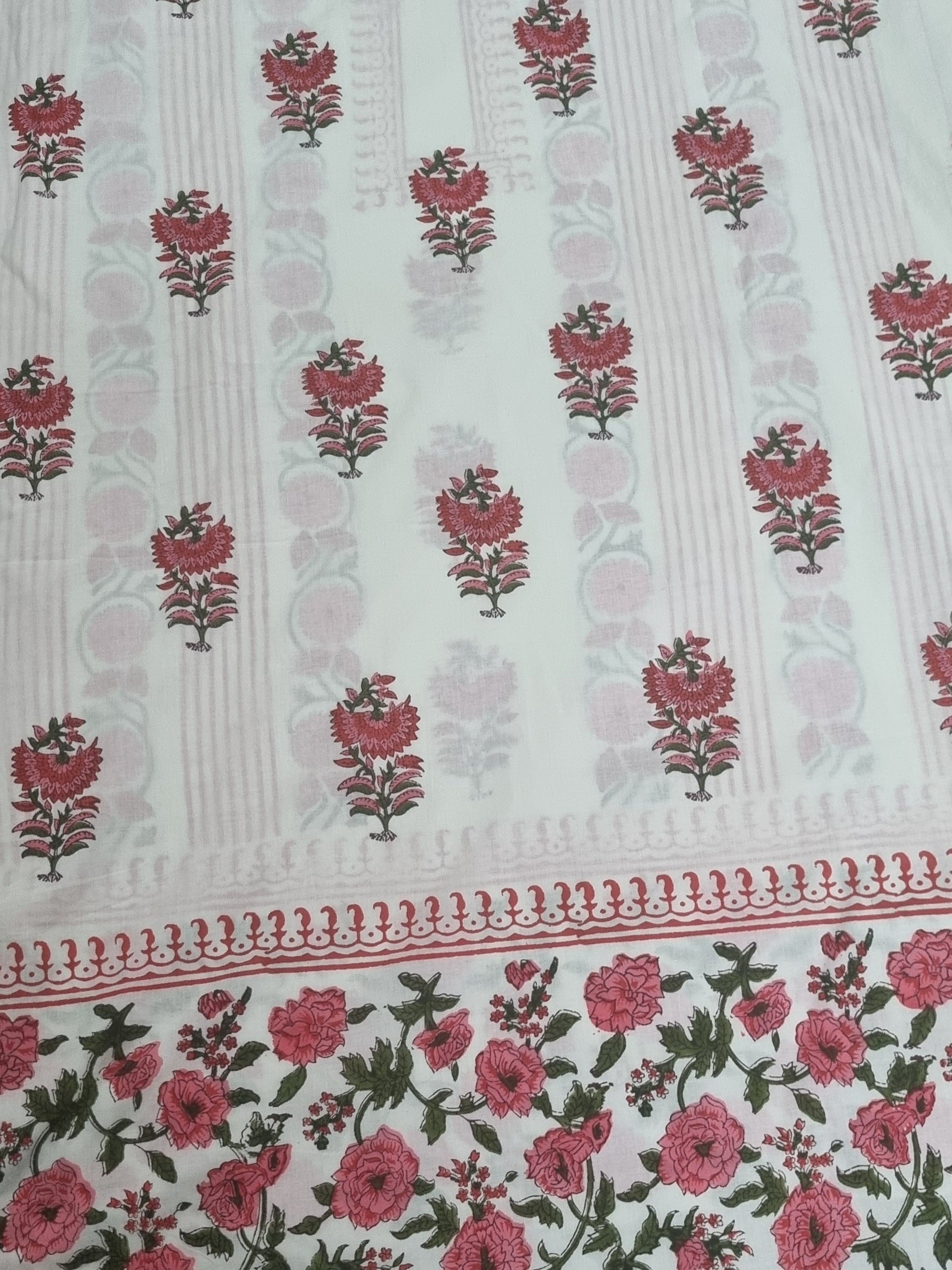 floral block print – flat lay back view 