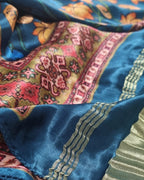 Peach & Turquoise Cotton Silk 3-Pc Unstitched Suit Set with Gajji Silk Kalamkari Print Dupatta
