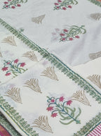 Handloom cotton unstitched suit with Mughal block print – detail view