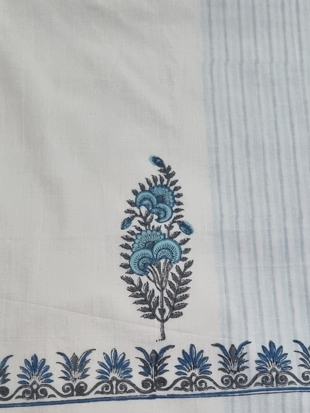 Indian handloom cotton suit fabric with placement block print – Sleeves