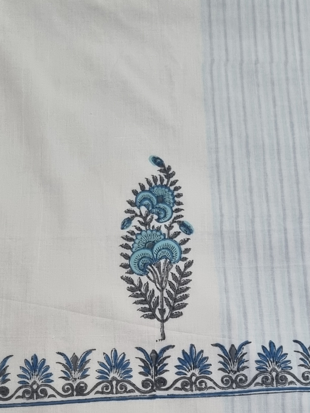 Indian handloom cotton suit fabric with placement block print – Sleeves