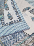 Placement block print cotton 3-piece unstitched suit – full length view