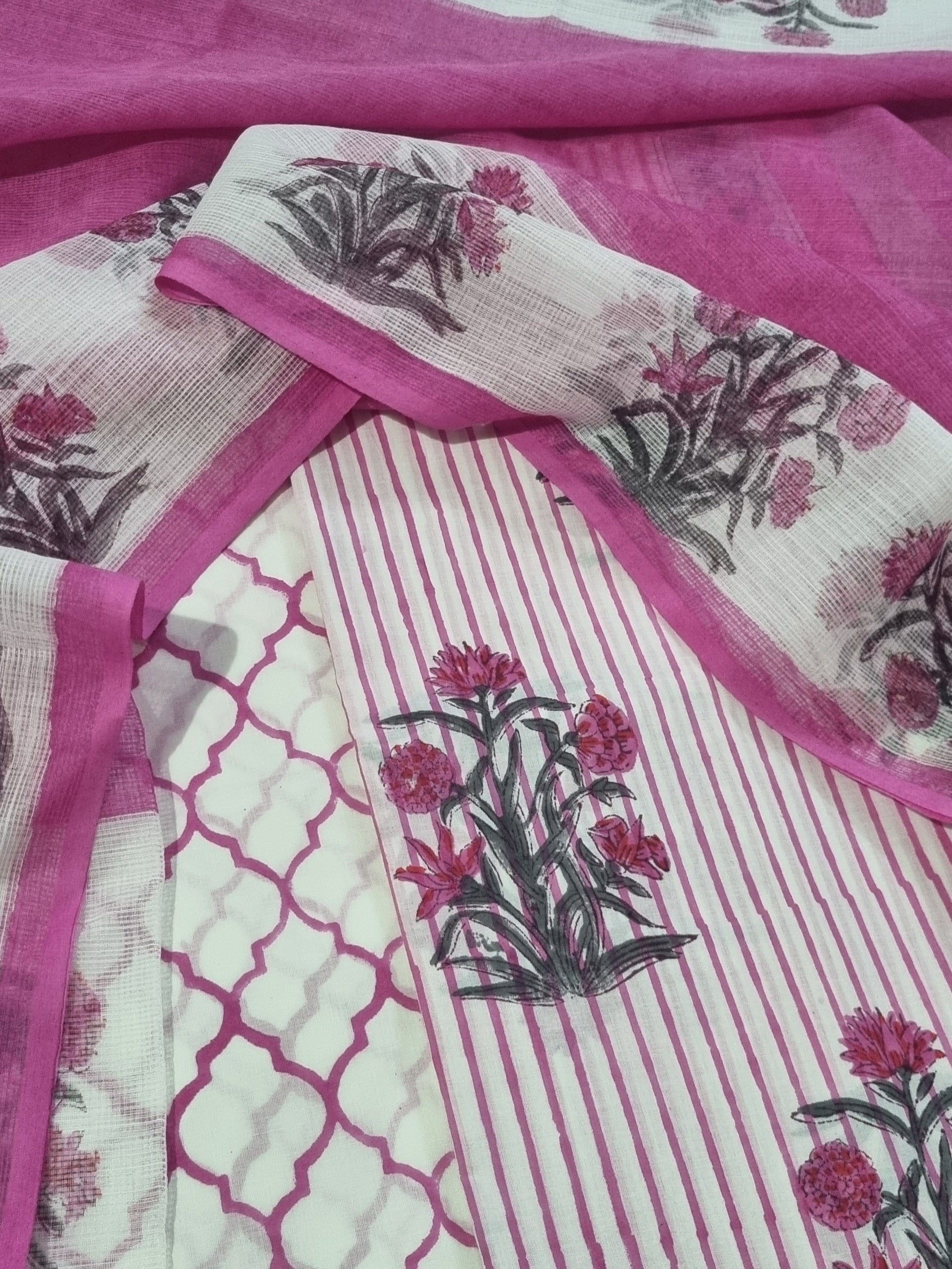 Block print cotton suit set with dupatta – styling detail shot