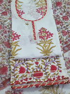 Floral block-printed cotton bottom with Gota Patti work – unstitched salwar fabric