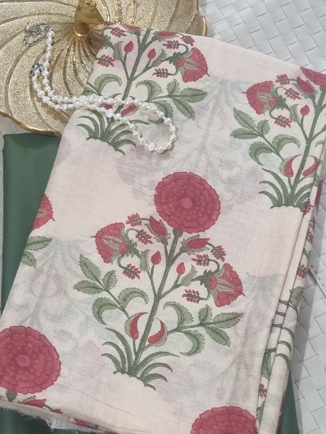 Close-up of Cream Malai Chanderi Silk Fabric – Ultra-Soft Buttery Finish with Subtle Luster | Tantuvanacrafts