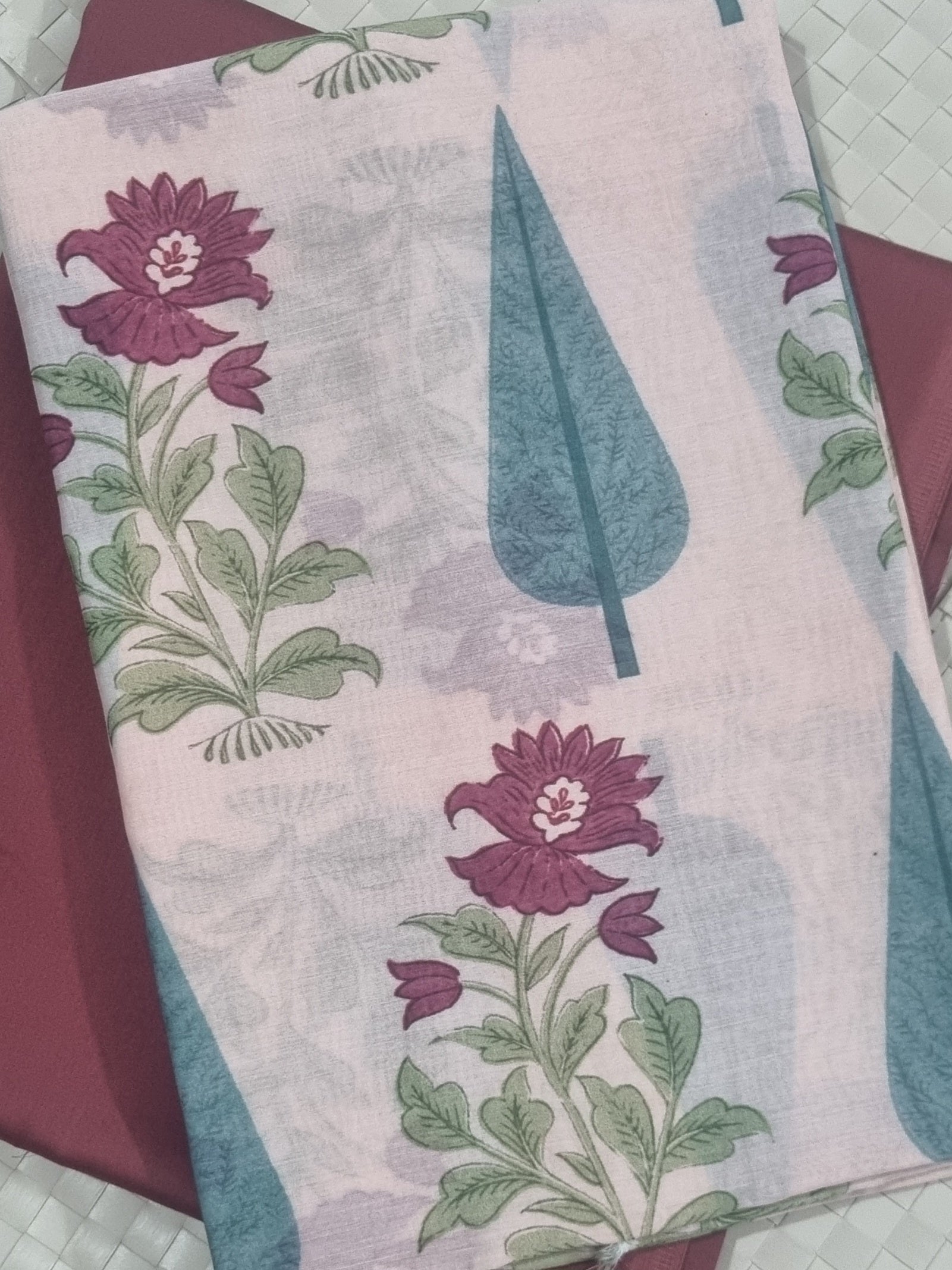 Close-up of Peach Malai Chanderi Silk Fabric - Ultra-Soft Buttery Finish with Subtle Luster