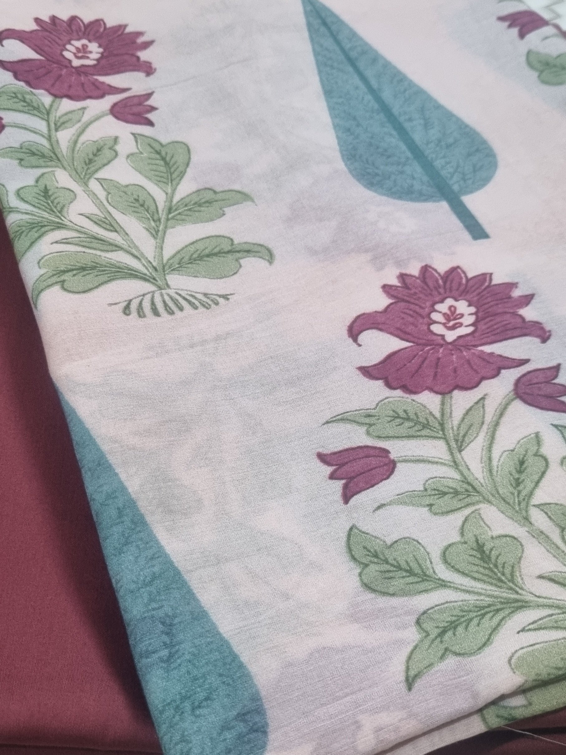 Detail of Malai Chanderi Silk Top Fabric in Peach - 2.5 Mts Unstitched | Tantuvanacrafts