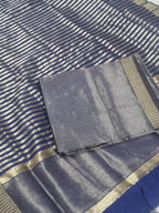 Maheshwari Silk Zari suit in royal blue – kurta fabric with Zari border detailing