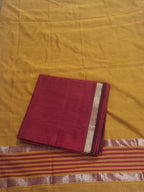 Maheshwari Silk Zari 2-Piece Suit Set Red Burnt Orange – Styled Flat Lay