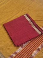Maheshwari Silk Zari Suit Set Red Burnt Orange – Detail View